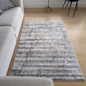 Grey and Terra Geometric Flatweave Rug - Orion