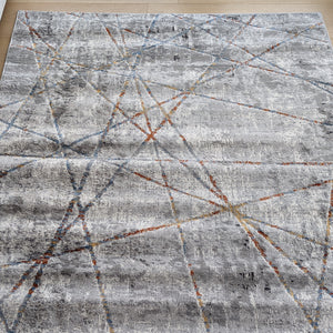 Grey and Terra Geometric Flatweave Rug - Orion