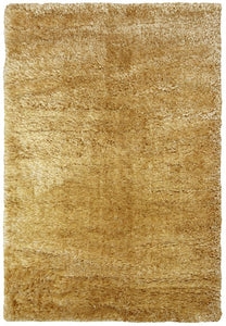 Ochre Yellow Shimmering Polyester Shaggy Rug - Dokka