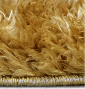 Ochre Yellow Shimmering Polyester Shaggy Rug - Dokka