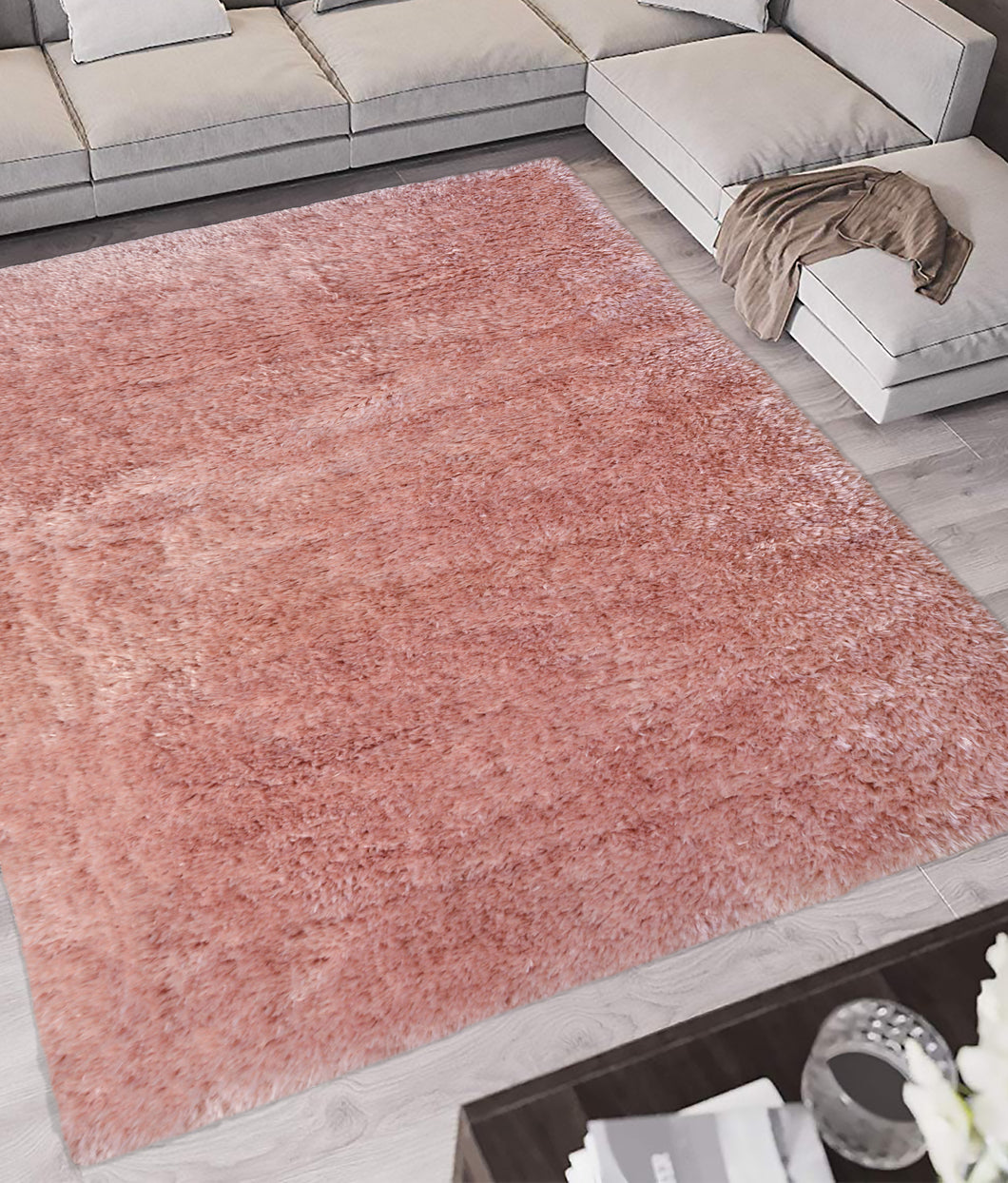 Pink Super Soft Shimmering Polyester Shaggy Rug - Dokka