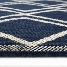 Load image into Gallery viewer, Navy Moroccan Trellis Washable Outdoor Rug - Ota