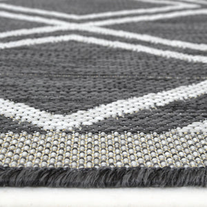 Grey Moroccan Trellis Washable Outdoor Rug - Ota