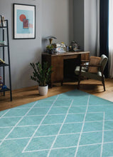 Load image into Gallery viewer, Light Blue Moroccan Trellis Flatweave Rug - Islay