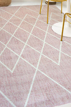 Load image into Gallery viewer, Blush Pink Moroccan Trellis Flatweave Rug - Islay
