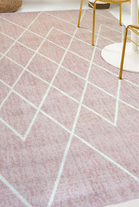 Blush Pink Moroccan Trellis Flatweave Rug - Islay