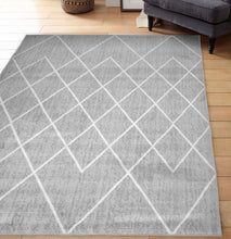 Load image into Gallery viewer, Grey Moroccan Trellis Flatweave Rug - Islay