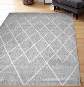Grey Moroccan Trellis Flatweave Rug - Islay
