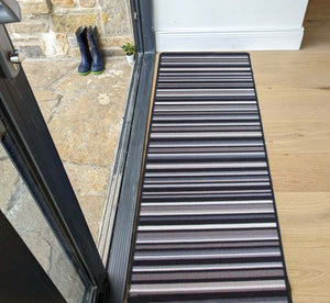 Grey Striped Non Slip and Washable Runner Mat - Barrier