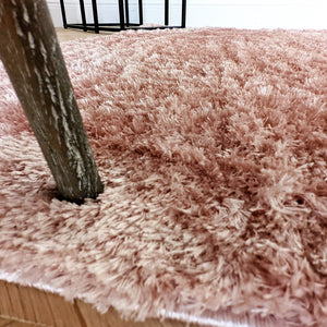 Blush Pink Low Pile Polyester Shaggy Rugs - Lush