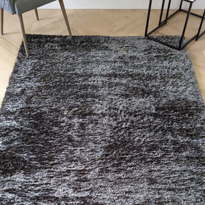 Grey Non Shed Shiney Polyester Shaggy Rugs - Lush