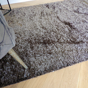Grey Non Shed Shiney Polyester Shaggy Rugs - Lush