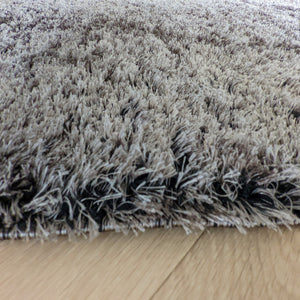 Grey Non Shed Shiney Polyester Shaggy Rugs - Lush