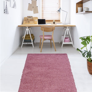 Baby Pink Non Shedding 25mm Cosy Shaggy Rug - Aras