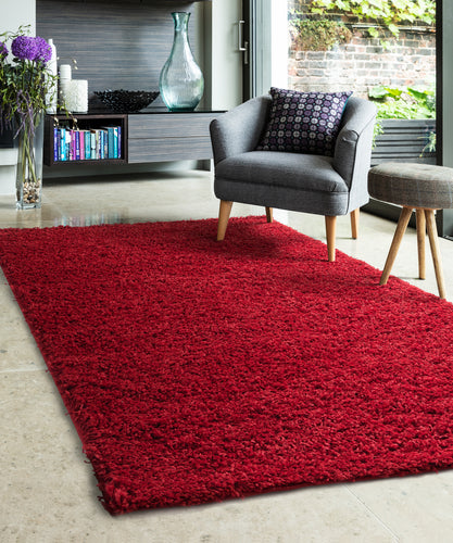 Red Anti Shed 25mm Cosy Shaggy Rug - Aras