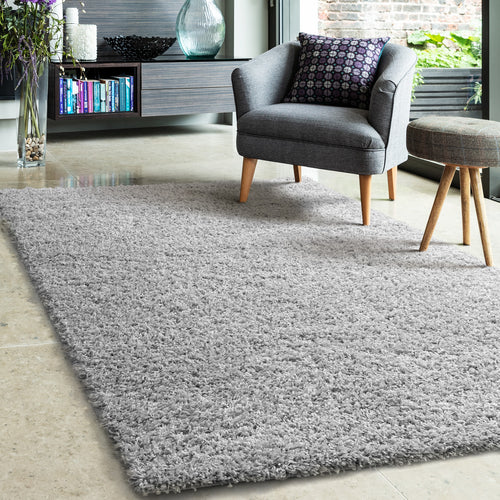 Silver 25mm Cosy Low Pile Shaggy Rug - Aras