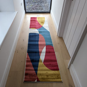 Multicoloured Retro Geometric Flatweave Area Rug - Bergen