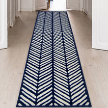 Load image into Gallery viewer, Navy Herringbone Living Room Rug - Islay