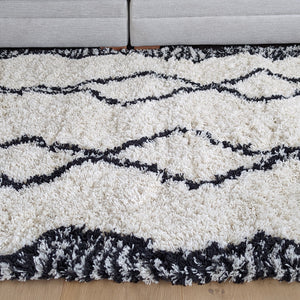 Long Ivory Berber Shaggy Runner Rug - Nivalli