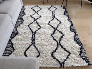 Long Ivory Berber Shaggy Runner Rug - Nivalli