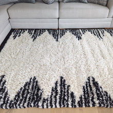 Load image into Gallery viewer, Ivory and Black Tribal Berber Shaggy Rugs - Nivalli
