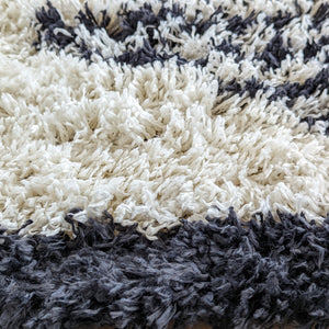 Ivory and Black Tribal Berber Shaggy Rugs - Nivalli