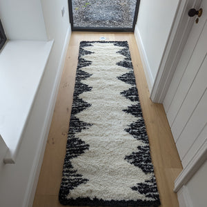 Ivory and Black Tribal Berber Shaggy Rugs - Nivalli