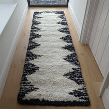 Load image into Gallery viewer, Ivory and Black Tribal Berber Shaggy Rugs - Nivalli