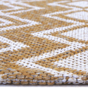Gold Aztec Recycled Cotton Living Room Rug - Regen