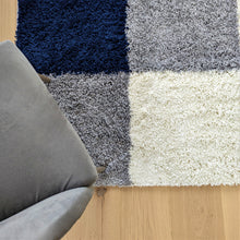 Load image into Gallery viewer, Navy Blue Patchwork Shaggy Rug - Oslo