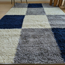 Load image into Gallery viewer, Navy Blue Patchwork Shaggy Rug - Oslo