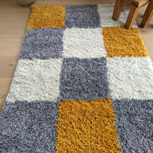 Load image into Gallery viewer, Ochre Yellow Patchwork Shaggy Rug - Oslo