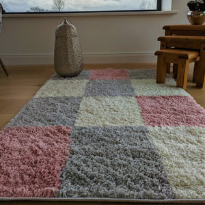 Blush Pink  Patchwork Rug - Oslo