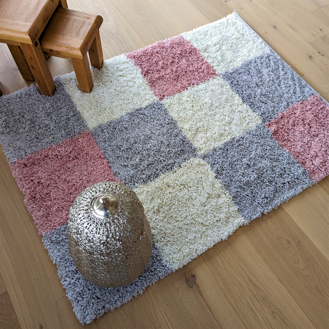 Blush Pink  Patchwork Rug - Oslo