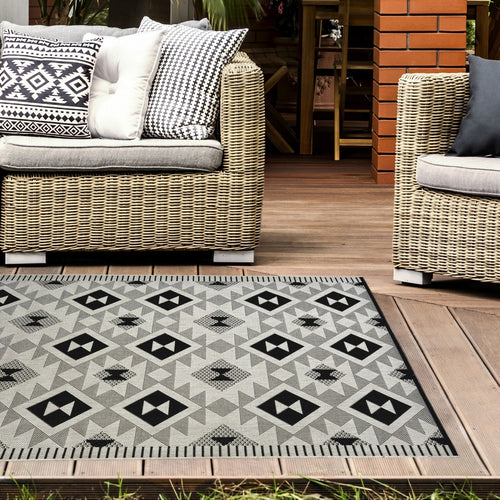 Grey Moroccan Tribal Washable Outdoor Rug - Ota