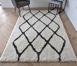 Ivory Moroccan Trellis Shaggy Hall Runner - Alaska