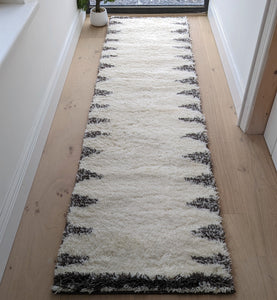 Ivory Berber Shaggy Runner Rugs - Alaska