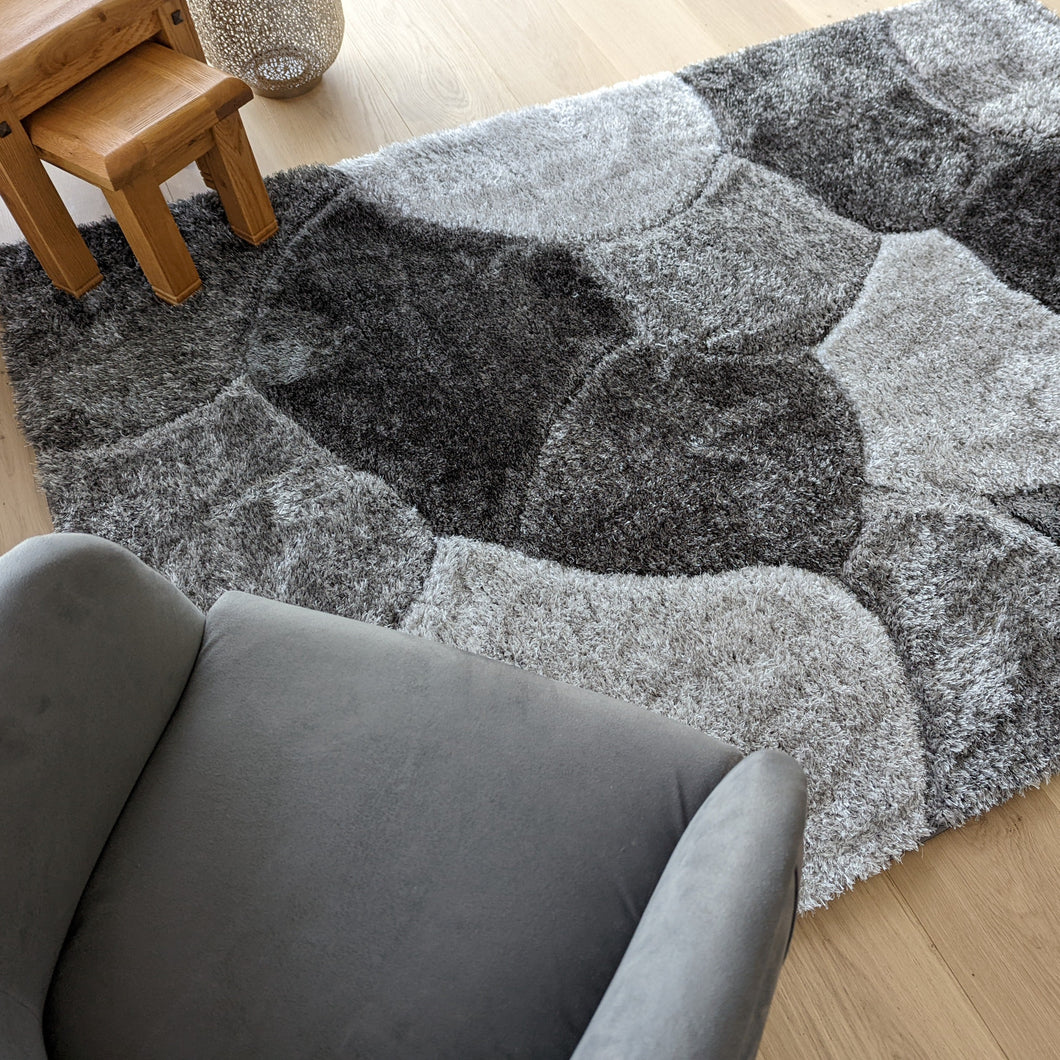 Grey Pebbles Shaggy Rugs - Verge