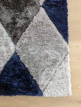 Load image into Gallery viewer, Navy Blue Geometric Shaggy Rugs - Verge