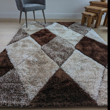 Load image into Gallery viewer, Brown Geometric Shaggy Rugs - Verge