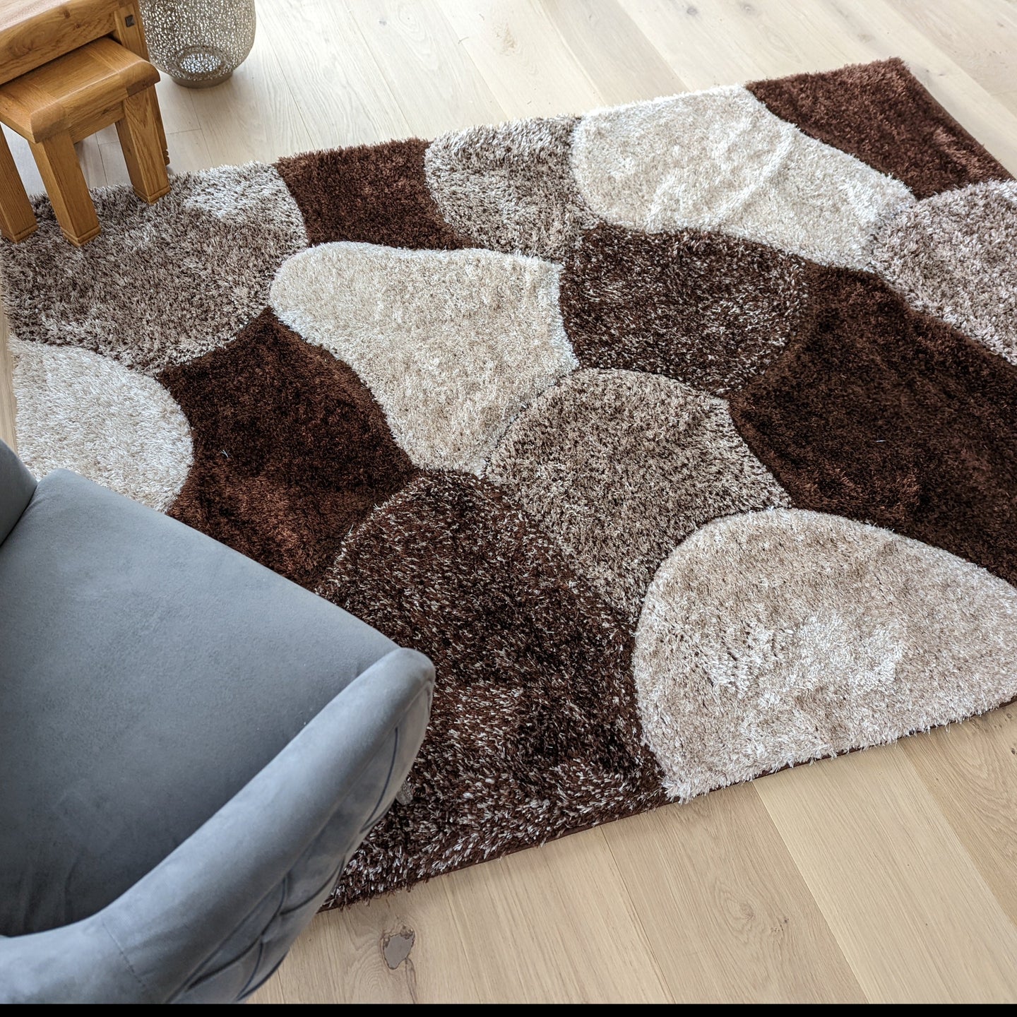 Brown Pebbles Shaggy Rugs - Verge