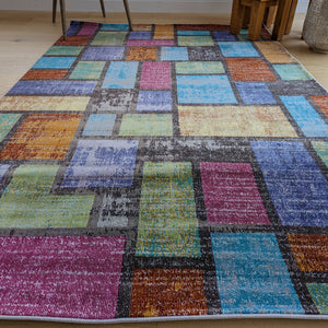 Multicoloured Patchwork Living Room Rug - Capella