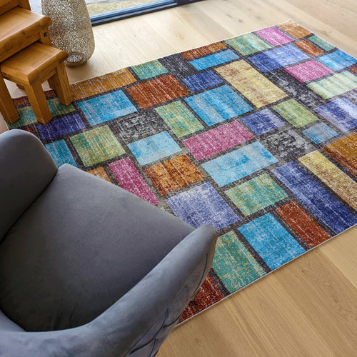 Multicoloured Patchwork Living Room Rug - Capella