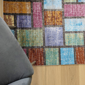 Multicoloured Patchwork Living Room Rug - Capella