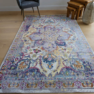 Blue Transitional Living Room Rug - Capella