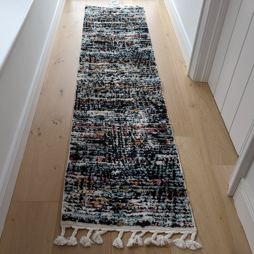 Multicoloured Abstract Shaggy Runner Rug- Lush