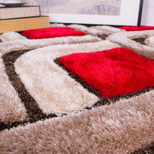 Load image into Gallery viewer, Pebbles, Diamond, Choco Red, Shaggy, chocolate, brown, cream, rug, rugs