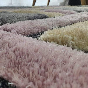 Pebbles, Diamond, Black Ochre, Blush, Pink, Shaggy, black, cream, rug, rugs