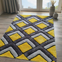 Load image into Gallery viewer, Pebbles Diamond Ochre Shaggy Rug