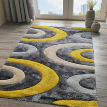 Load image into Gallery viewer, Pebbles Swirl Ochre Yellow Shaggy Rug